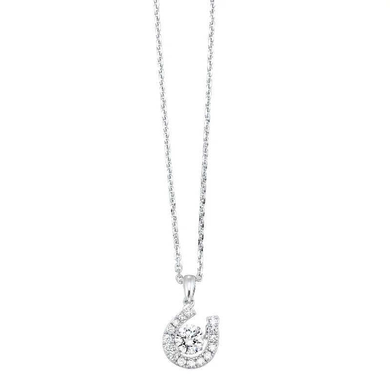 unique promise ring for girlfriend Sterling Silver and CZ Horseshoe Pendant