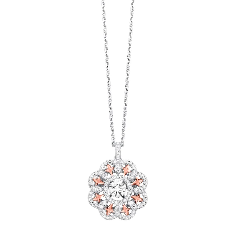 moissanite engagement ring affordable Sterling Silver and CZ Floral Inspired Pendant