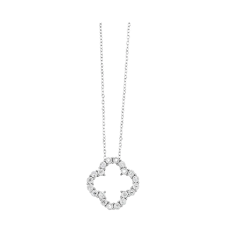 personalized family tree necklace 14K White Gold and Diamond Quatrefoil Pendant