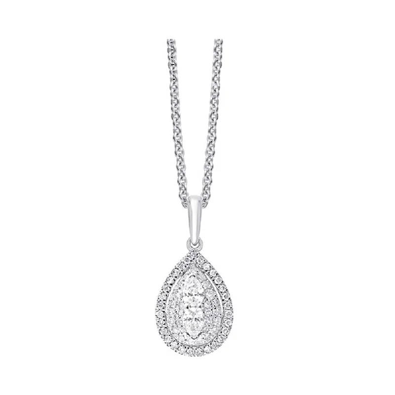 diamond halo stud earrings Sterling Silver Pear Shaped Cluster Diamond Pendant