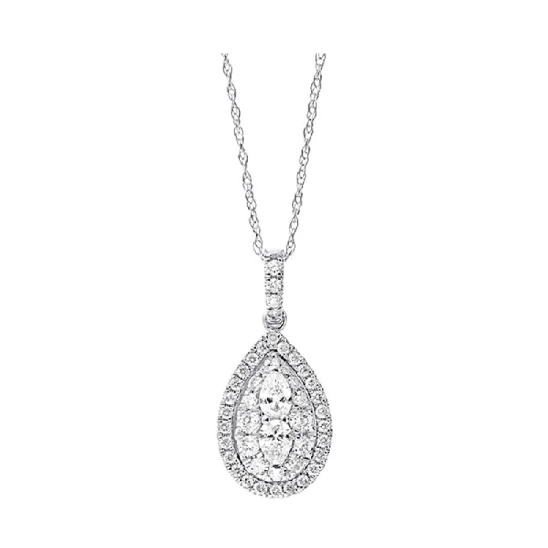 cubic zirconia tennis necklace White Gold and Diamond Pear Shaped Cluster Diamond Pendant