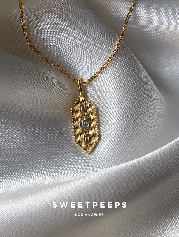 unique emerald green ring Pentagon Pendant Necklace
