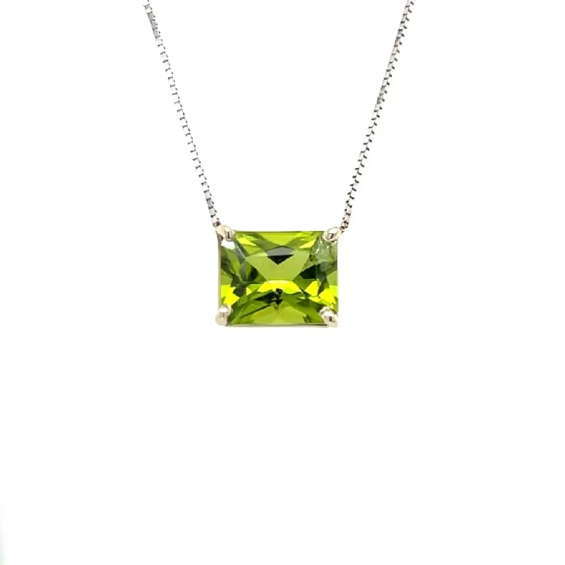 Peridot Necklace 14k White Gold Chain at Regard Jewelry in Austin, Texas