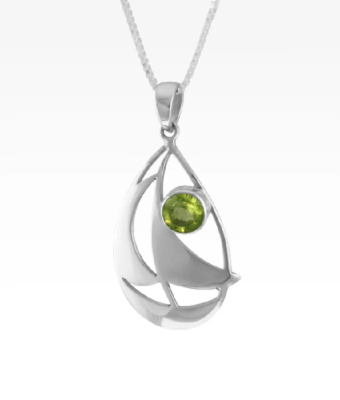 gothic black onyx ring men Peridot Sailboat Necklace