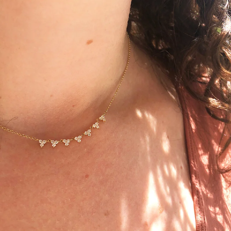 dainty gold chain earrings PETITE RIVIERA NECKLACE