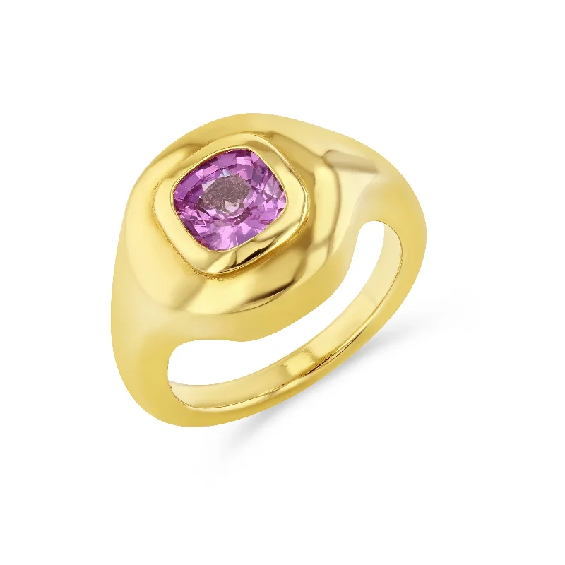 elegant pearl necklace with diamonds PINK SAPPHIRE RIPPLE SIGNET RING