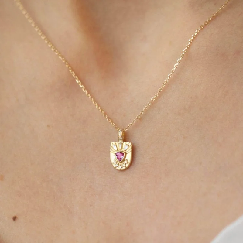celestial star ring gold PINK SPINEL & DIAMOND TOTEM NECKLACE