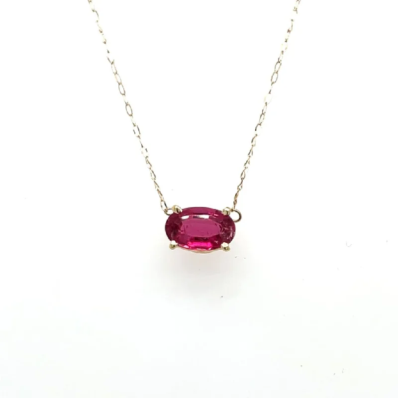 Pink Tourmaline Necklace 14k Yellow Gold at Regard Jewelry in Austin, Texas