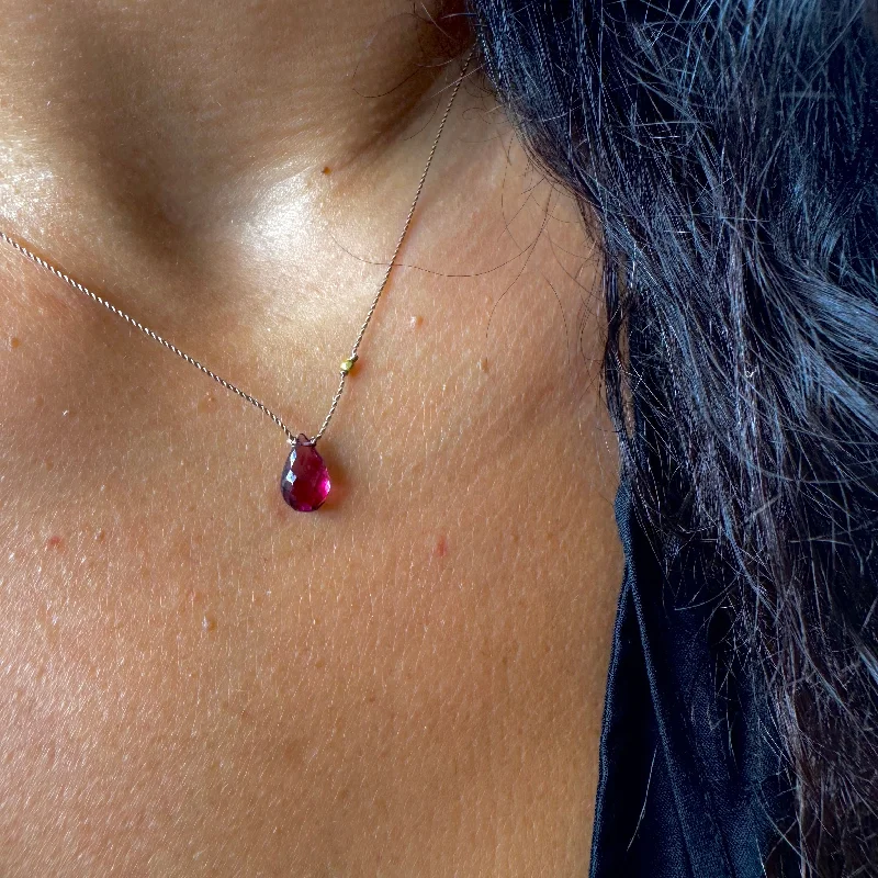 ethical lab-grown diamond ring WATERMELON PINK TOURMALINE PENDANT NECKLACE