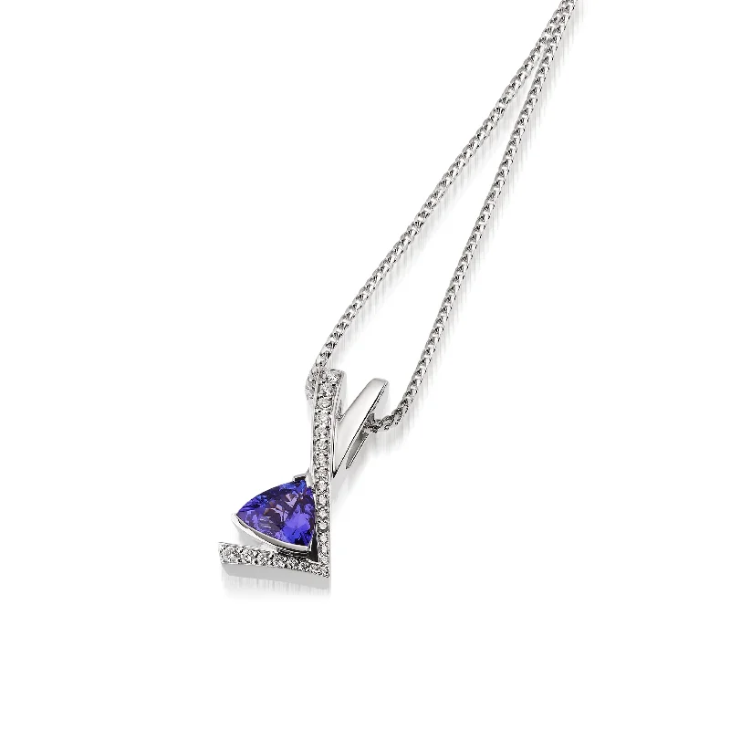 Pinnacle Gemstone Pendant Necklace with Pave Diamonds