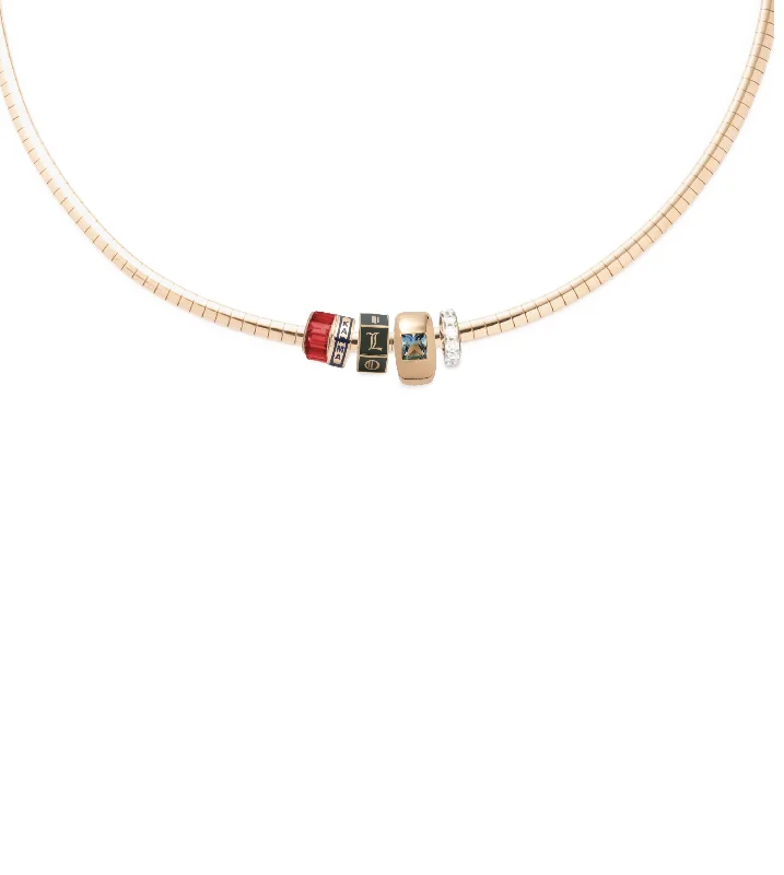 vintage-inspired pearl brooch Princess Cut Swiss Blue Heart Slide & Custom : Small Sleek Collar Necklace