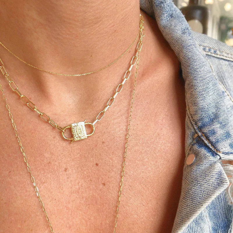 boho gold leaf ring PROTECTION LOCK NECKLACE