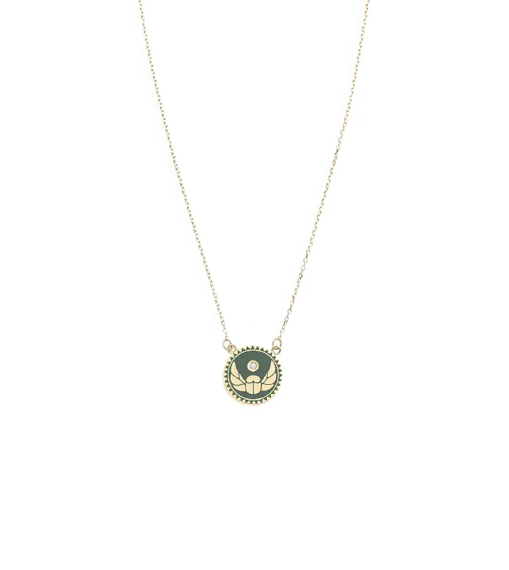 geometric diamond earrings gold Protection : Petite Champleve Enamel Stationary Necklace