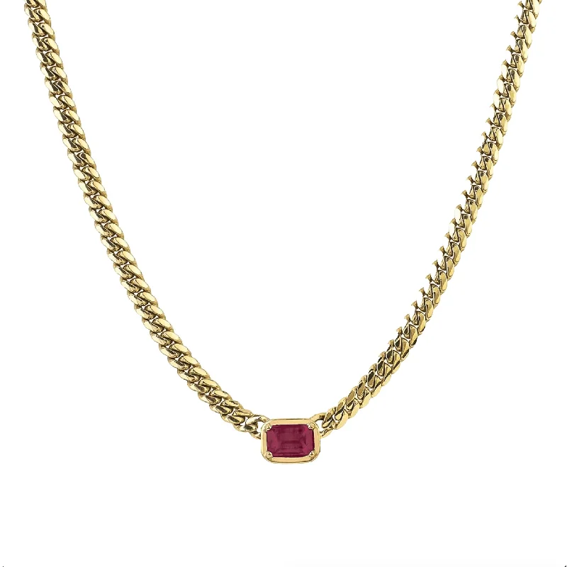 rose gold anklet chain Queen Emerald Cut Ruby Cuban Choker