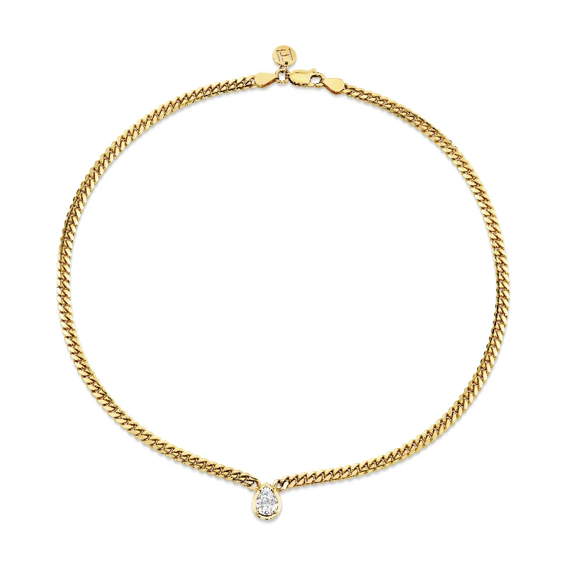 layered pearl choker necklace Queen Pear Diamond Cuban Choker