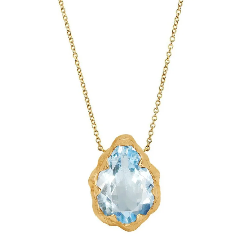 ethical lab-grown diamond ring Queen Water Drop Aquamarine Solitaire Necklace
