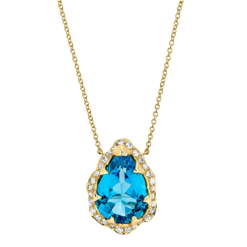 real jade bangle bracelet Queen Water Drop Blue Topaz Necklace with Full Pavé Diamond Halo