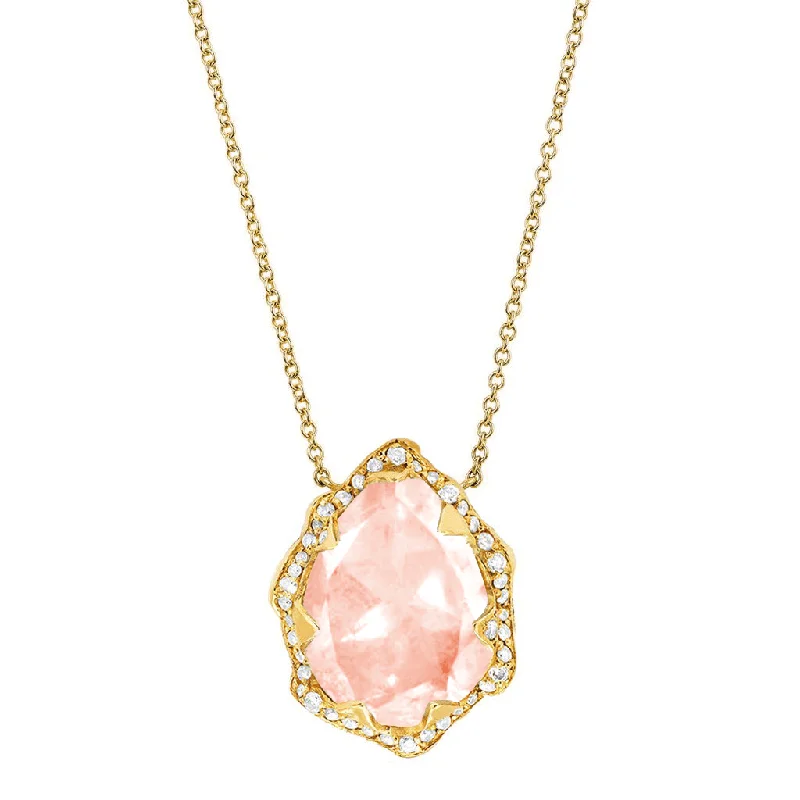 gold daisy stud earrings Queen Water Drop Morganite Necklace with Full Pavé Halo