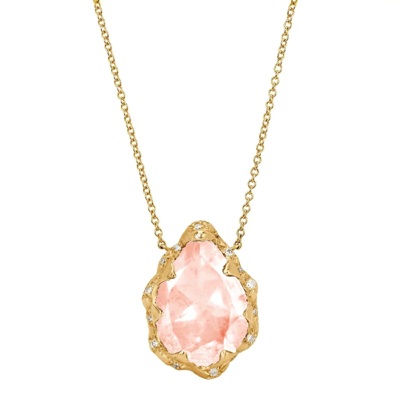 raw crystal cuff bracelet Queen Water Drop Morganite Necklace with Sprinkled Diamonds