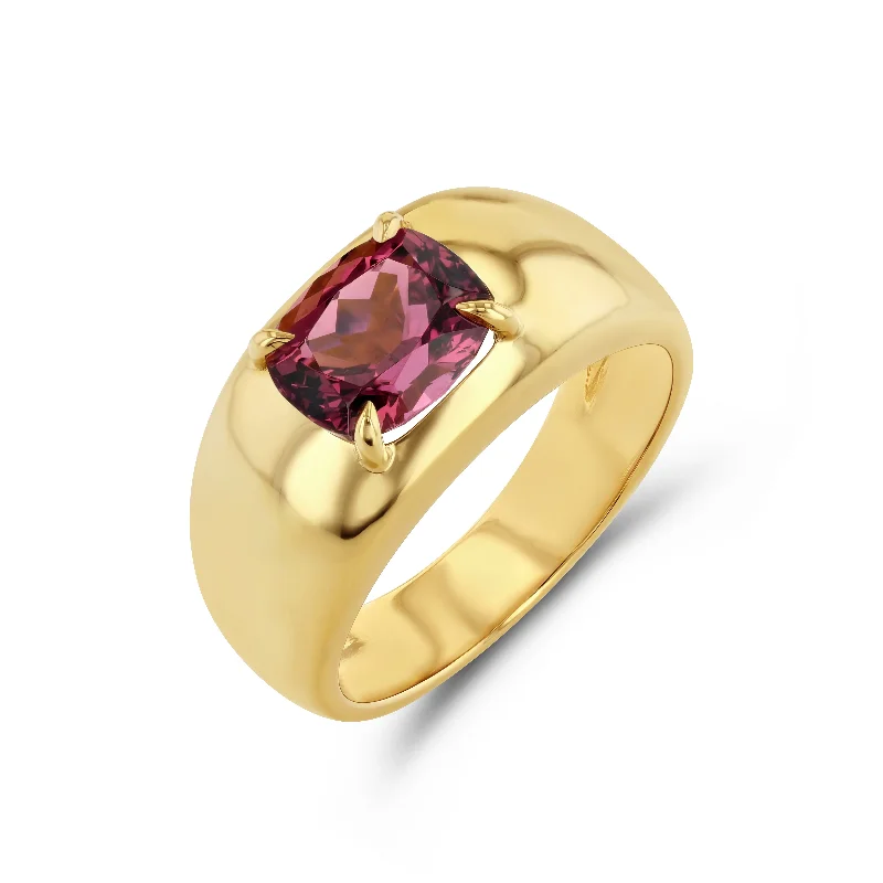fine silver herringbone necklace RASPBERRY PINK TOURMALINE CLOUD RING