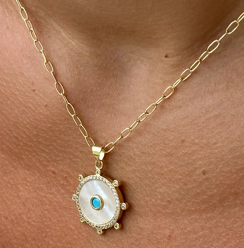 minimalist gold crescent moon necklace WHEEL OF LIFE NECKLACE