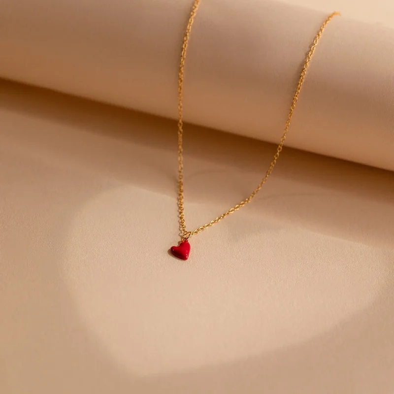 real diamond solitaire ring Little Red Heart Necklace