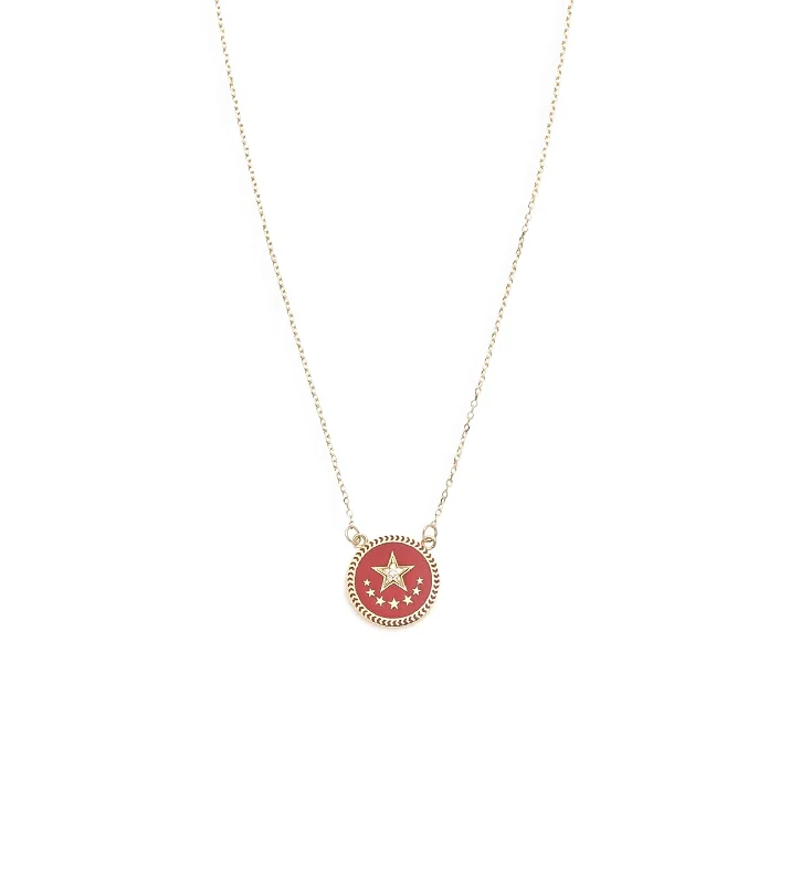 chunky gemstone cuff bracelet Red Star : Petite Champleve Enamel Stationary Necklace