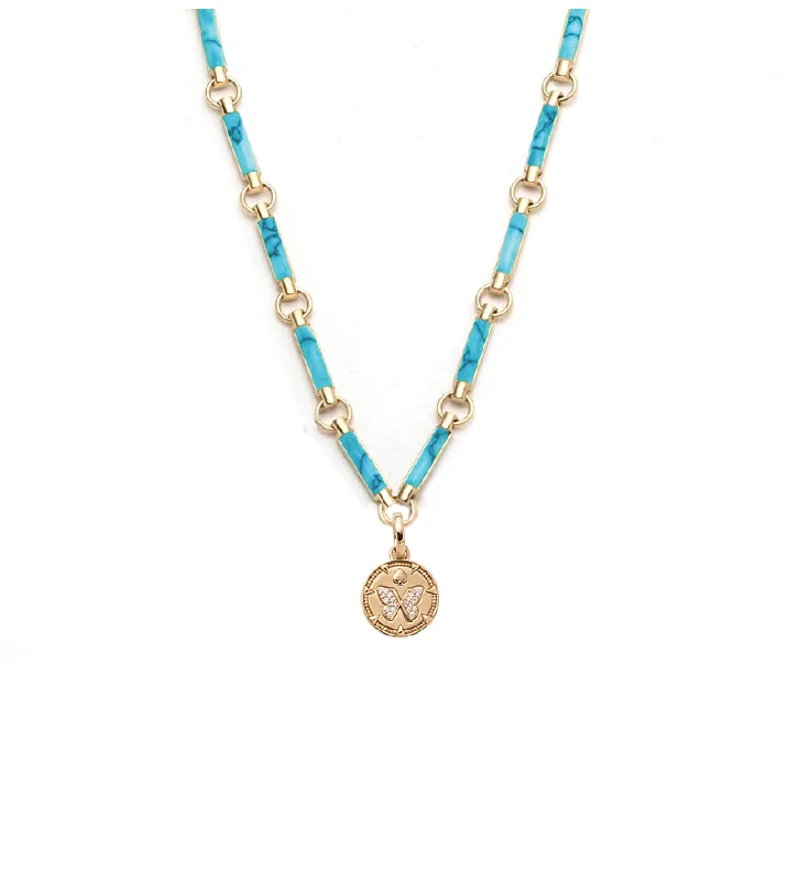 vintage Victorian brooch pin Reverie : Turquoise  Element Chain Necklace