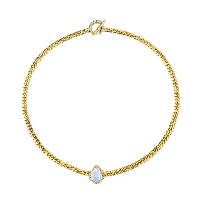butterfly pendant necklace delicate Reversible Baby Queen Moonstone Water Drop Cuban Necklace