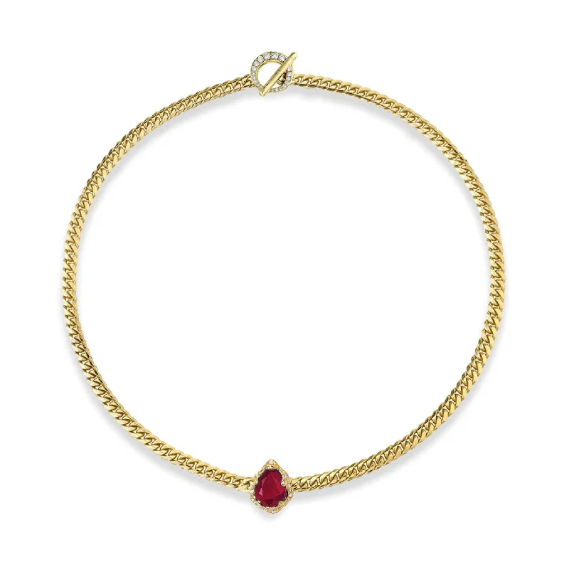 personalized hand-stamped bar ring Reversible Baby Queen Ruby Water Drop Cuban Choker