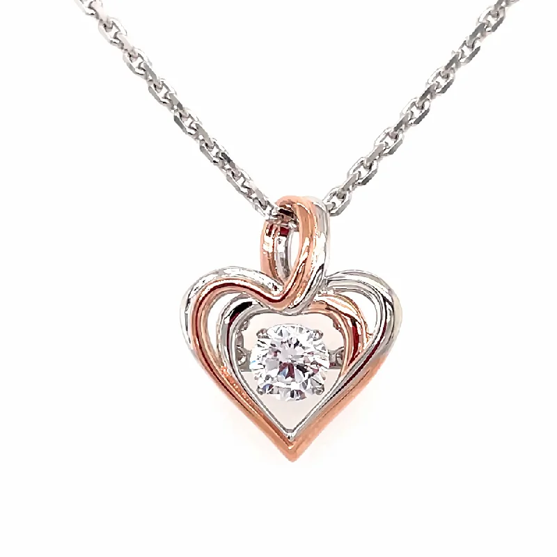 minimalist cubic zirconia earrings Rhythm of Love Sterling Silver Rose Gold Plated Heart-Shaped Pendant