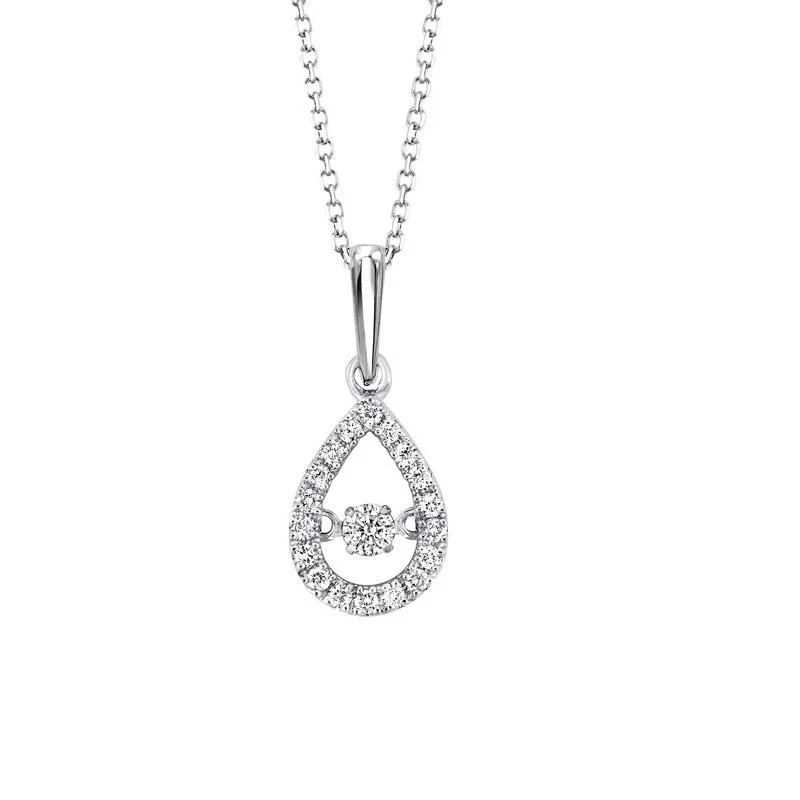 hypoallergenic earrings for sensitive ears White Gold and Diamond Pear Shaped Rhythm of Love Pendant