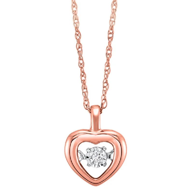 minimalist clover charm bracelet Diamond Heart Pendant In 10K Rose Gold
