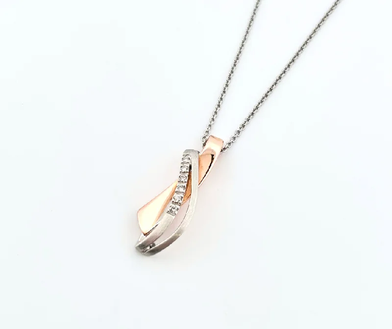 rose gold feather earrings Rose and White Gold Diamond Pendant