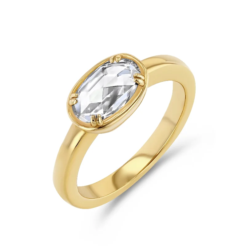 silver wedding band with engraving ROSE CUT OVAL DIAMOND BASKET RING