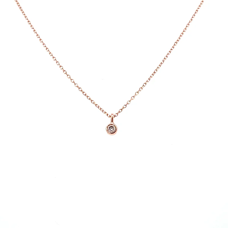 handmade braided anklet 14K Rose Gold Bezel Set Diamond Pendant | Fernbaugh's Jewelers