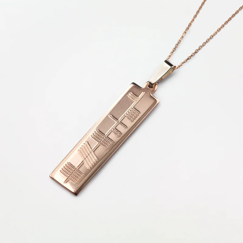 boho gemstone anklet Rose Gold Ogham Pendant