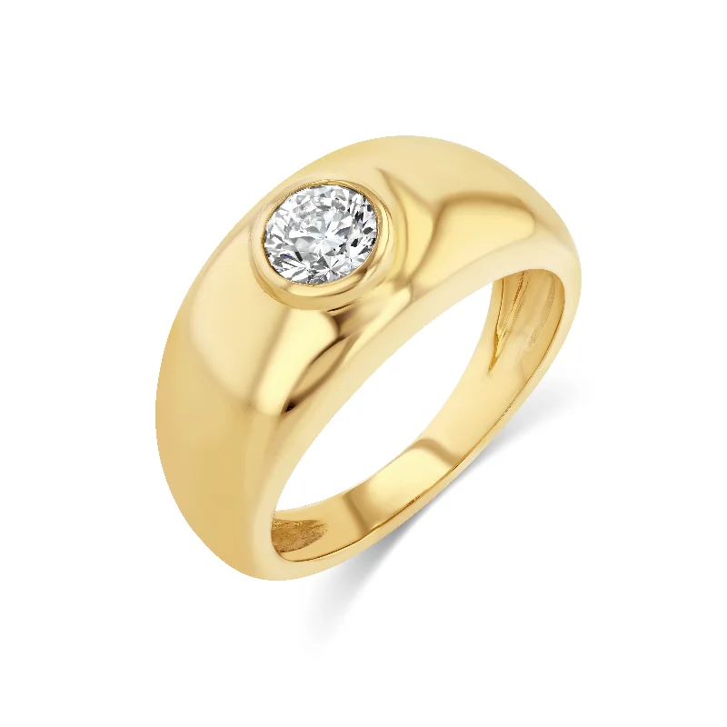 men’s silver wedding band ROUND DIAMOND BEZEL CLOUD RING