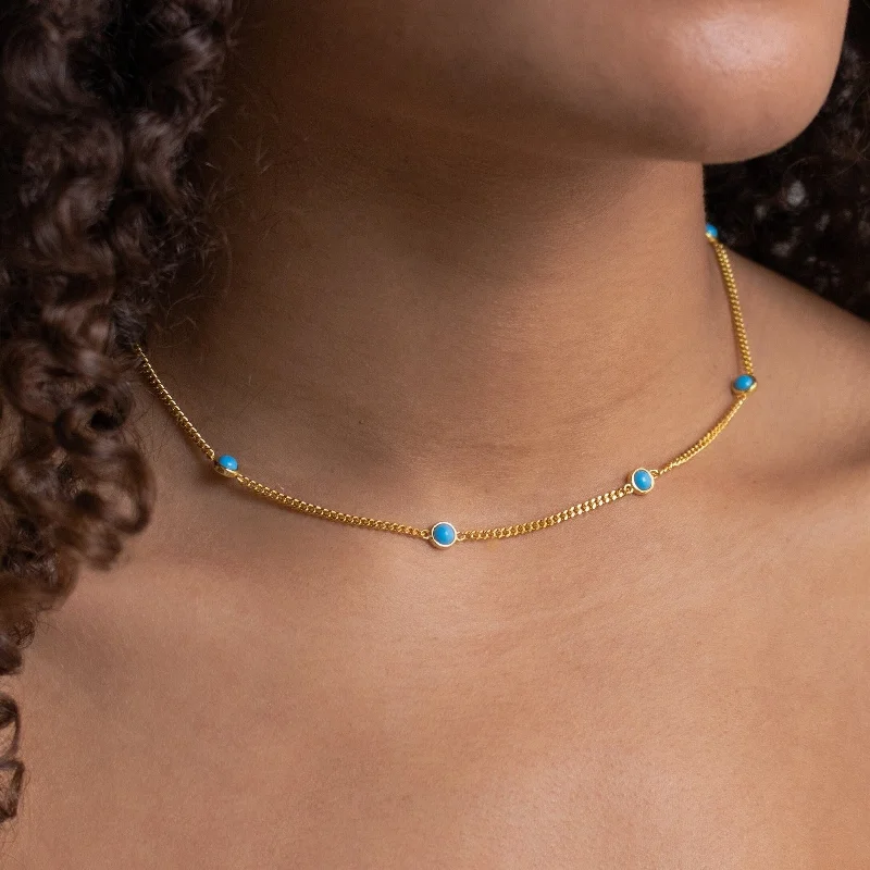 gold and diamond nose stud Santorini Turquoise Choker