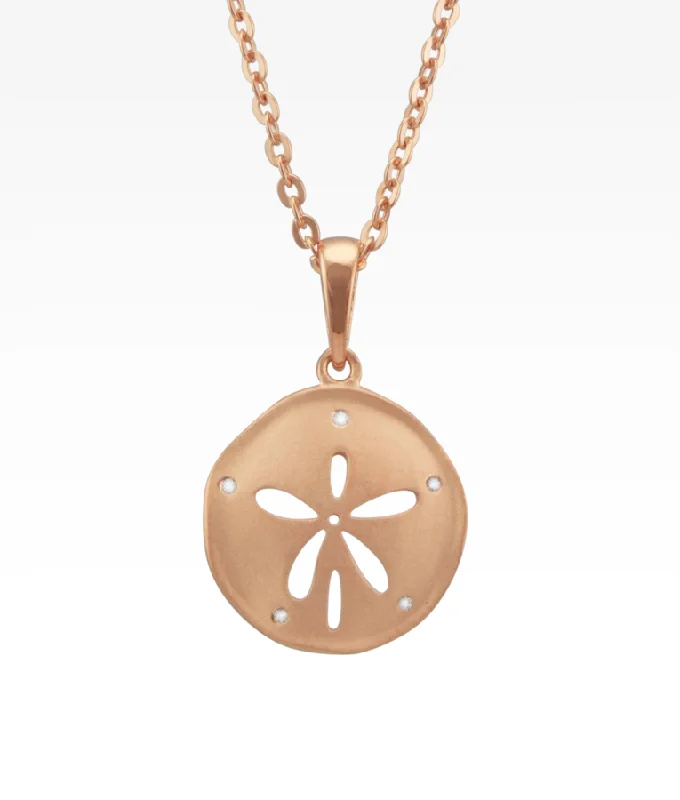 handcrafted gemstone pendant Satin Rose Gold Sand Dollar Necklace