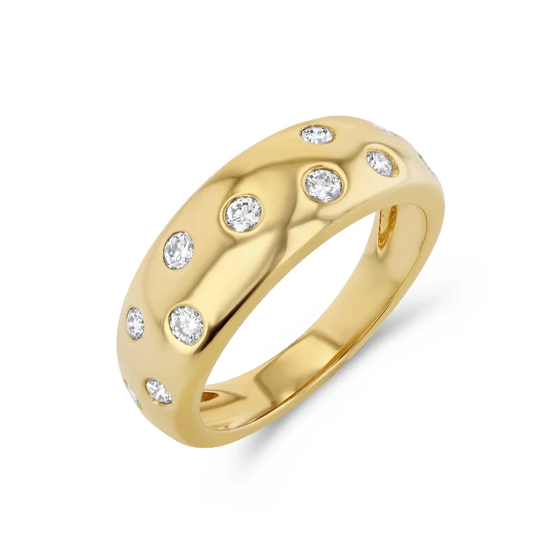 delicate gold band ring SCATTERED DIAMOND CLOUD RING