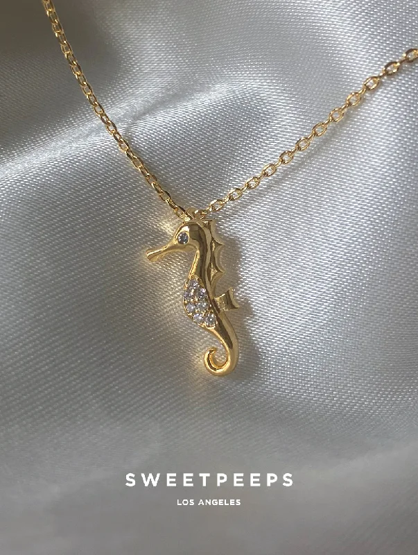 celestial sun and moon pendant Seahorse Necklace