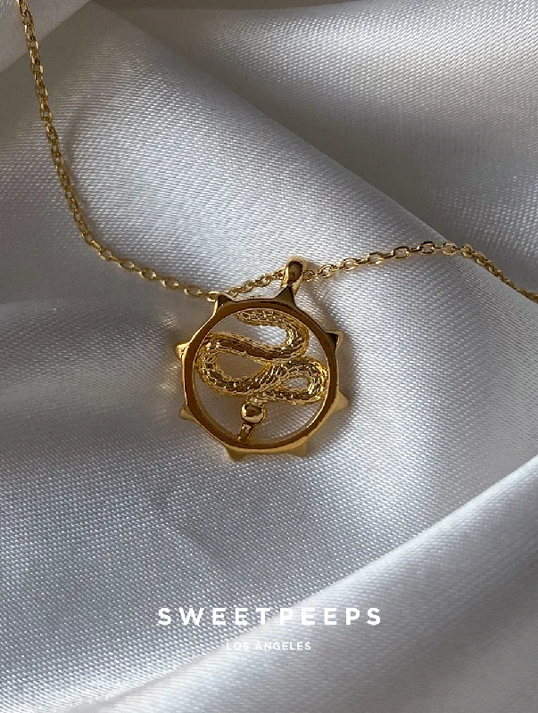 rose gold bezel ring Serpent Necklace (Serpent)