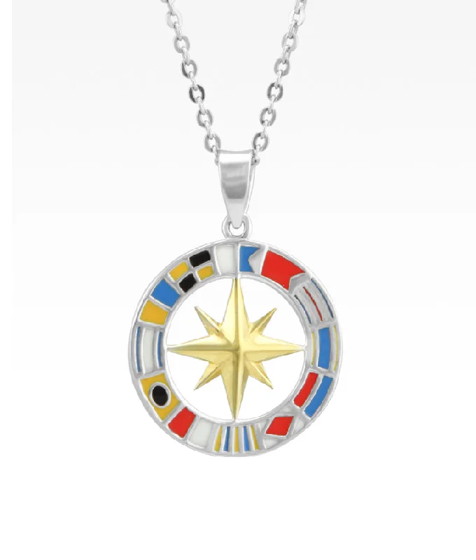 antique filigree wedding band Signal Flag Compass Rose Necklace