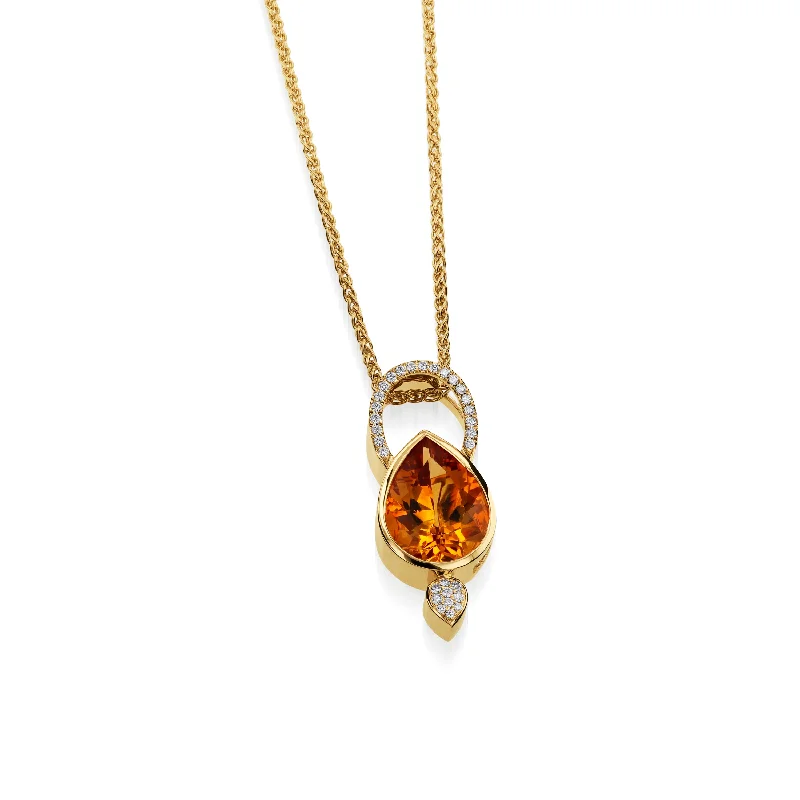 Signature Citrine and Diamond Pendant Necklace