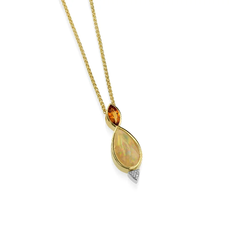 Signature Opal, Citrine, and Diamond Pendant Necklace