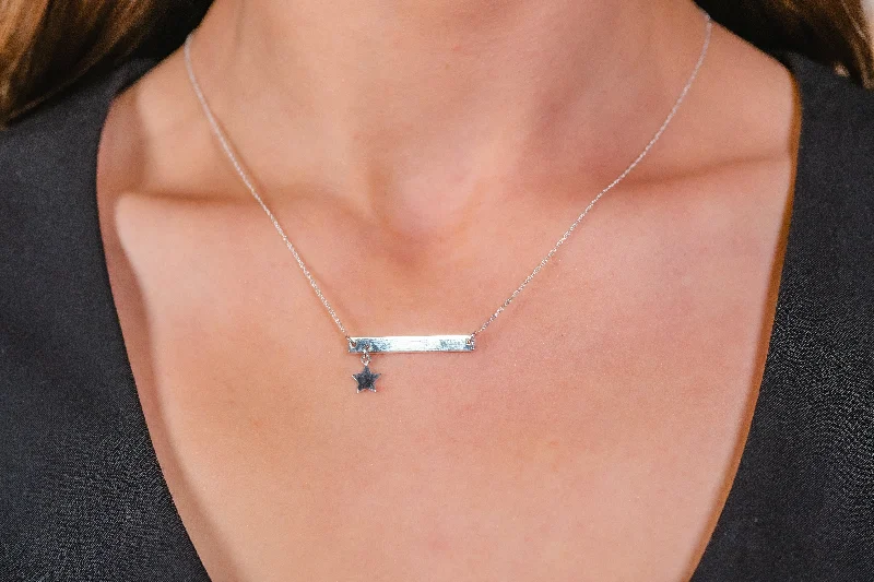 real citrine gemstone pendant Silver Bar Design Necklet with star drop