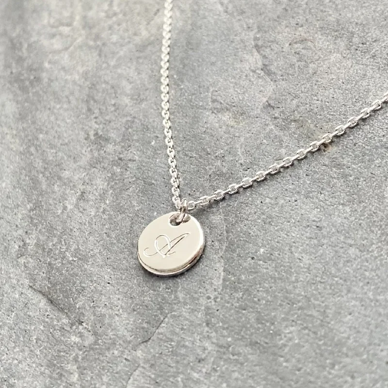 silver dragon claw ring Silver Initial Disc Pendant