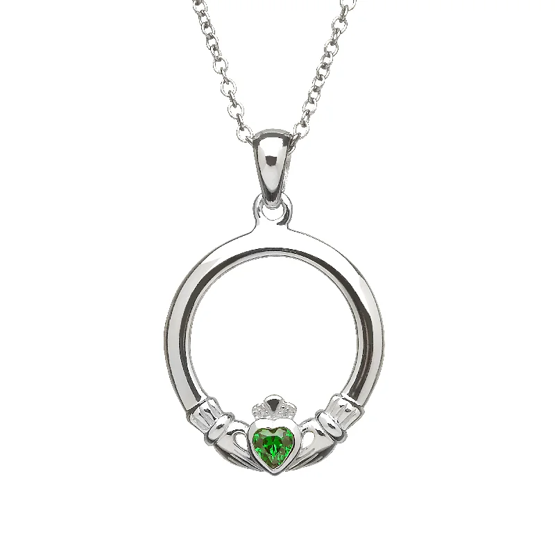 celestial star earrings stud Medium Claddagh Pendant with Green Heart