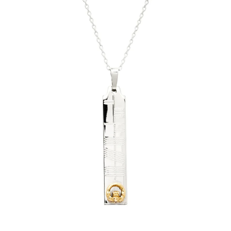 celestial moon and star necklace Silver Ogham Pendant with 14K Symbol - Claddagh